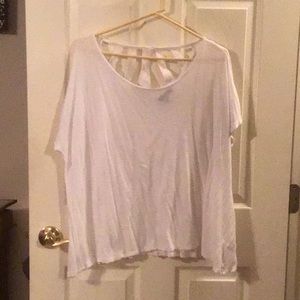 LANE BRYANT Crop white tee with lace back